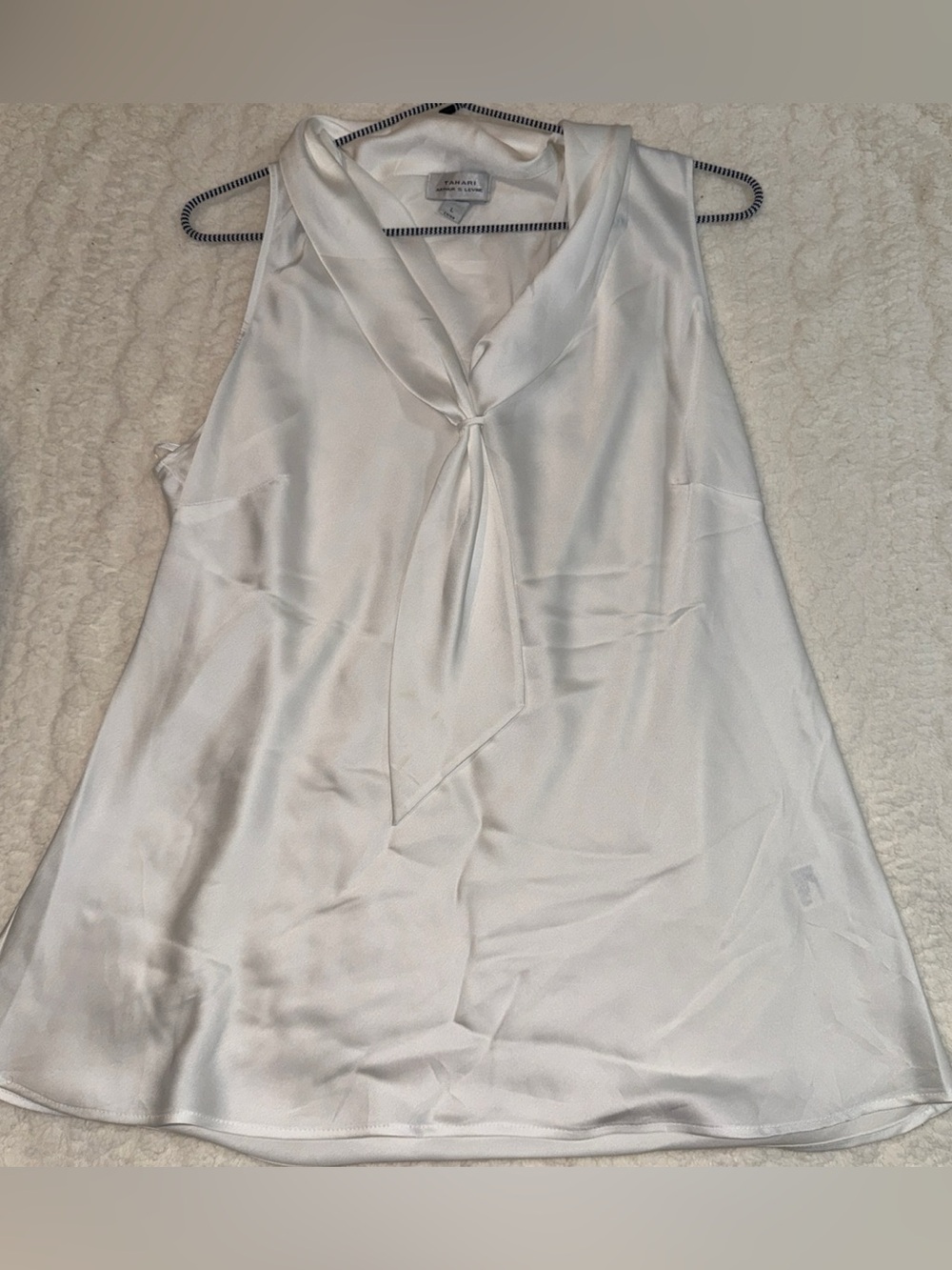 Tahari Arthur S. Levine Ivory Twist-Neck Blouse